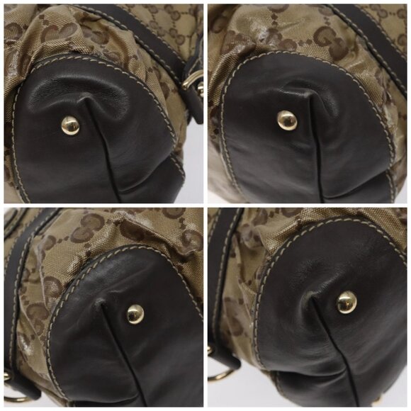 GUCCI GG Crystal Hand Bag Coated Canvas Brown Gold 223962 Auth 130181 - Picture 15 of 15